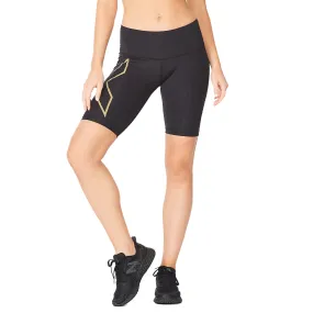 2XU Women&#x27;s Light Speed Mid-Rise Compression Shorts Black/Gold | Buy 2XU Women&#x27;s Light Speed Mid-Rise Compression Shorts Black/Gold here | Outnorth