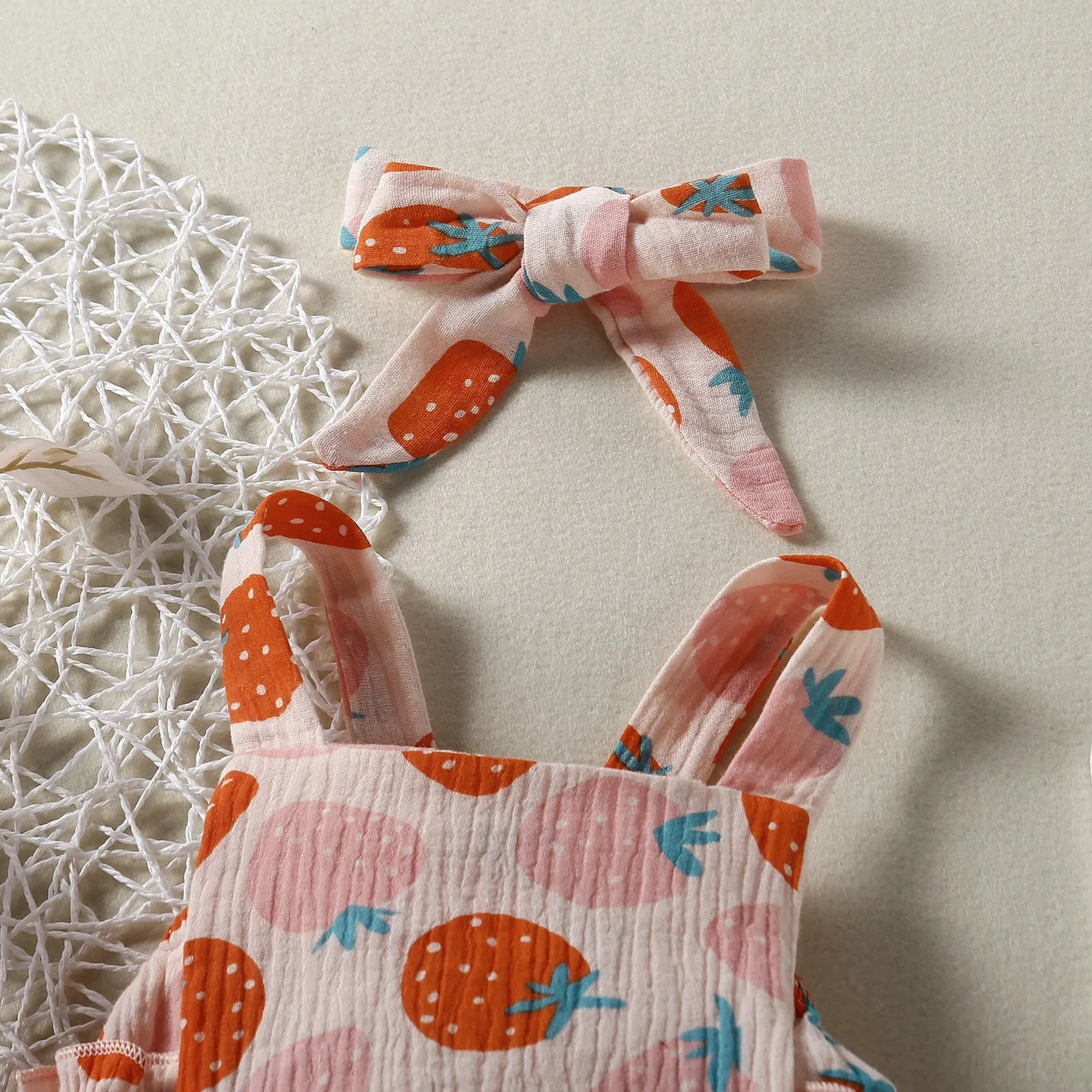 Baby Strawberry Print Rompers
