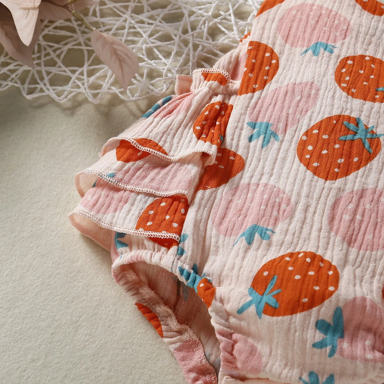 Baby Strawberry Print Rompers