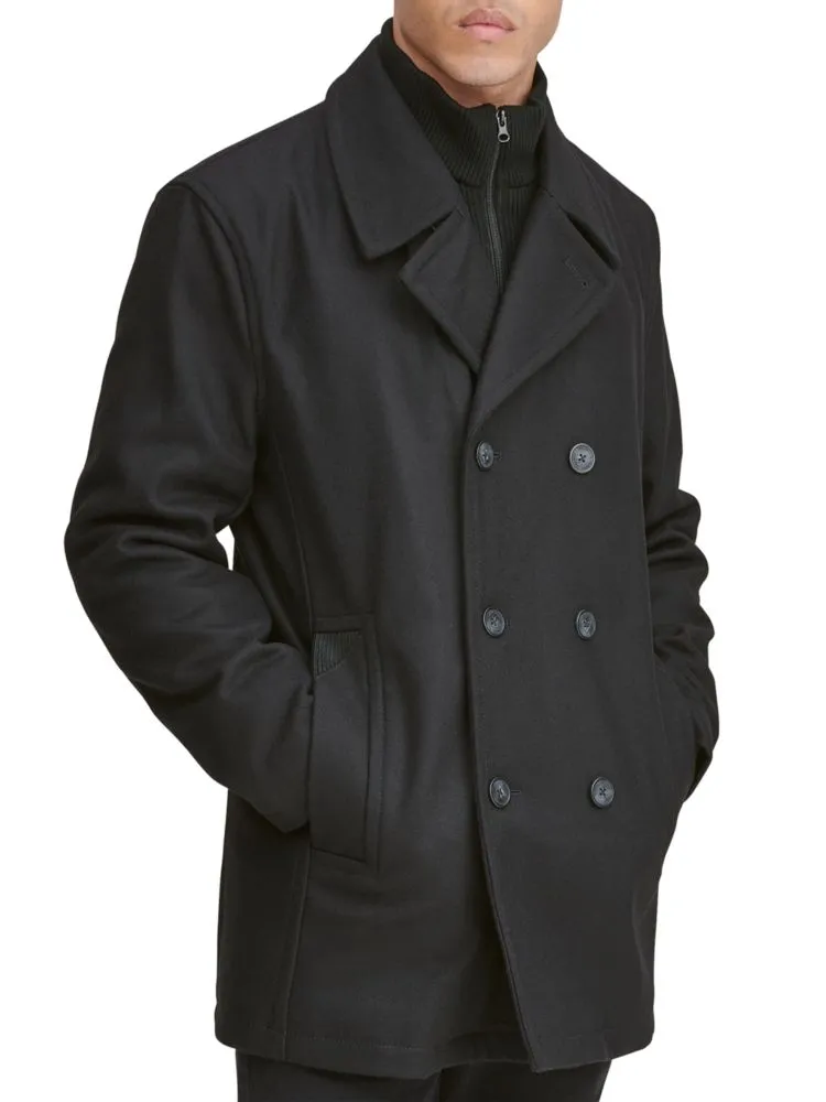 Burnett Andrew Marc Double Breasted Wool Blazer in Charcoal