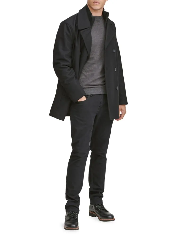 Burnett Andrew Marc Double Breasted Wool Blazer in Charcoal