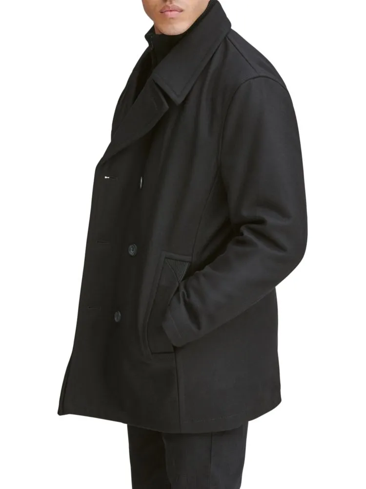 Burnett Andrew Marc Double Breasted Wool Blazer in Charcoal