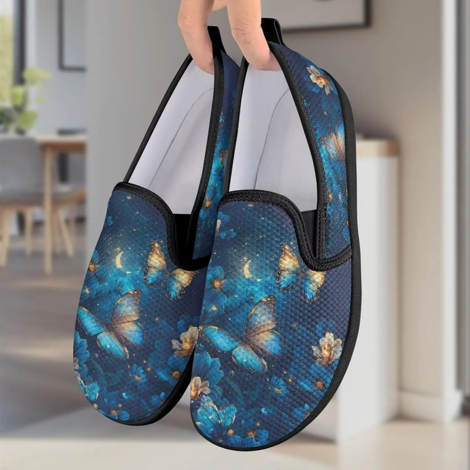 Butterfly Flats for Women 2024 Round Toe Loafers Business Slip On Work Shoes Casual Mesh Walking Sneakers