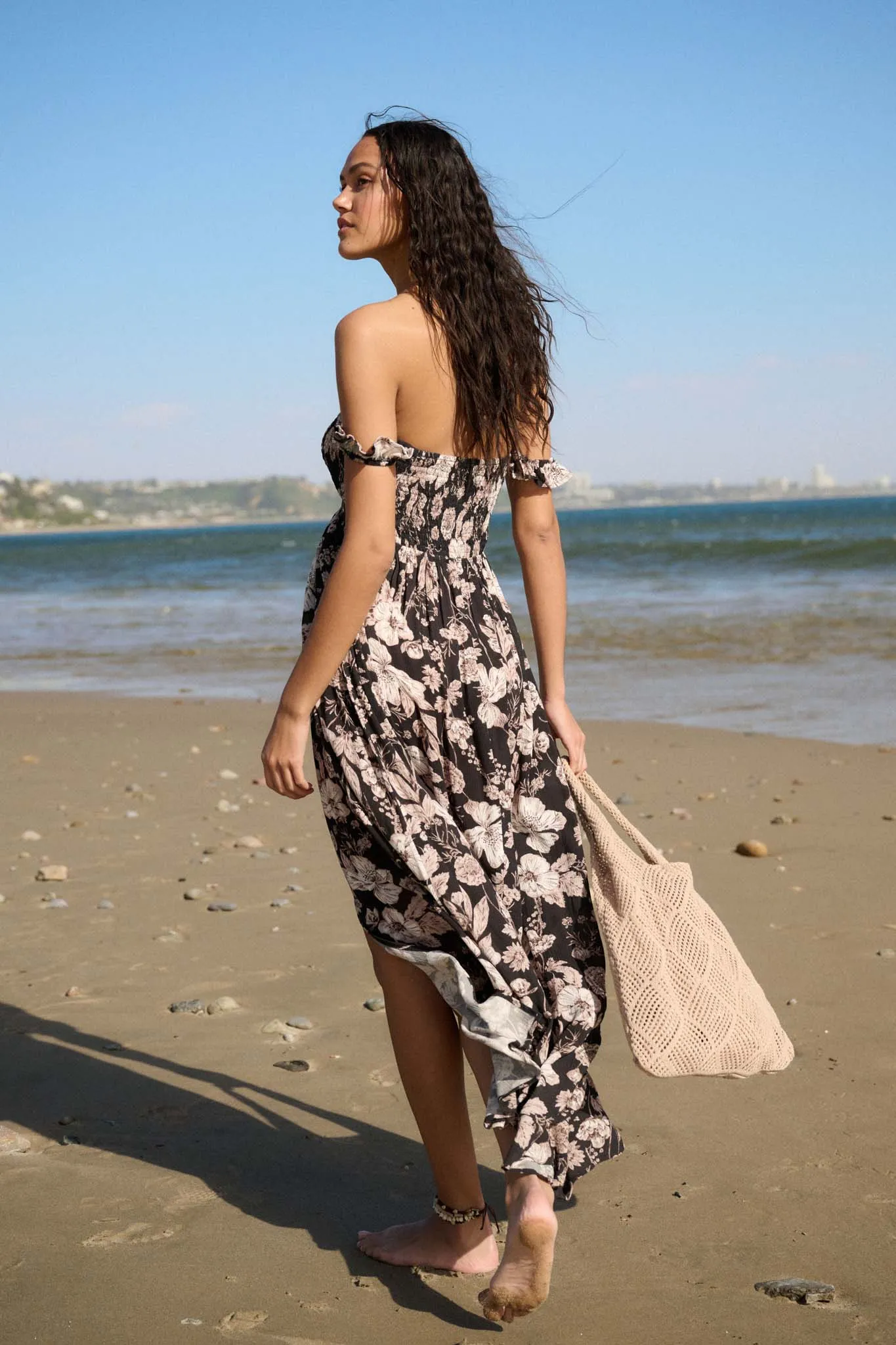 Chic Petals Smocked Floral Off-Shoulder Maxi Dress