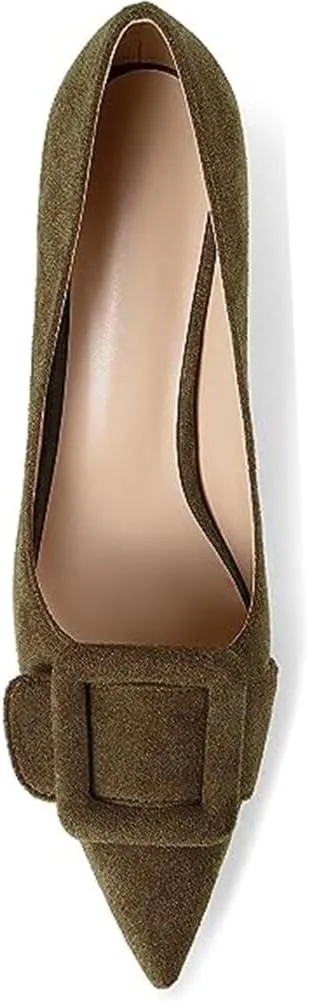 Divanne Pumps Shoes, Women's Stiletto High Heels Buckle Suede Pumps Pointy Toe Slip-On Office Pumps for Party Dress
