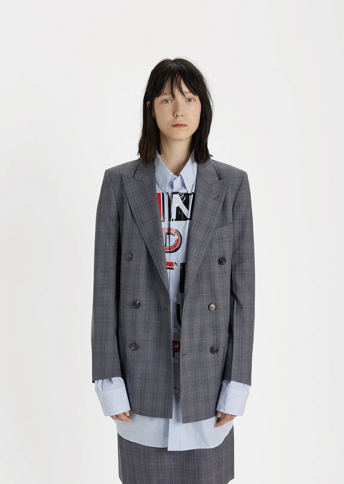 Double Breasted Check Blazer