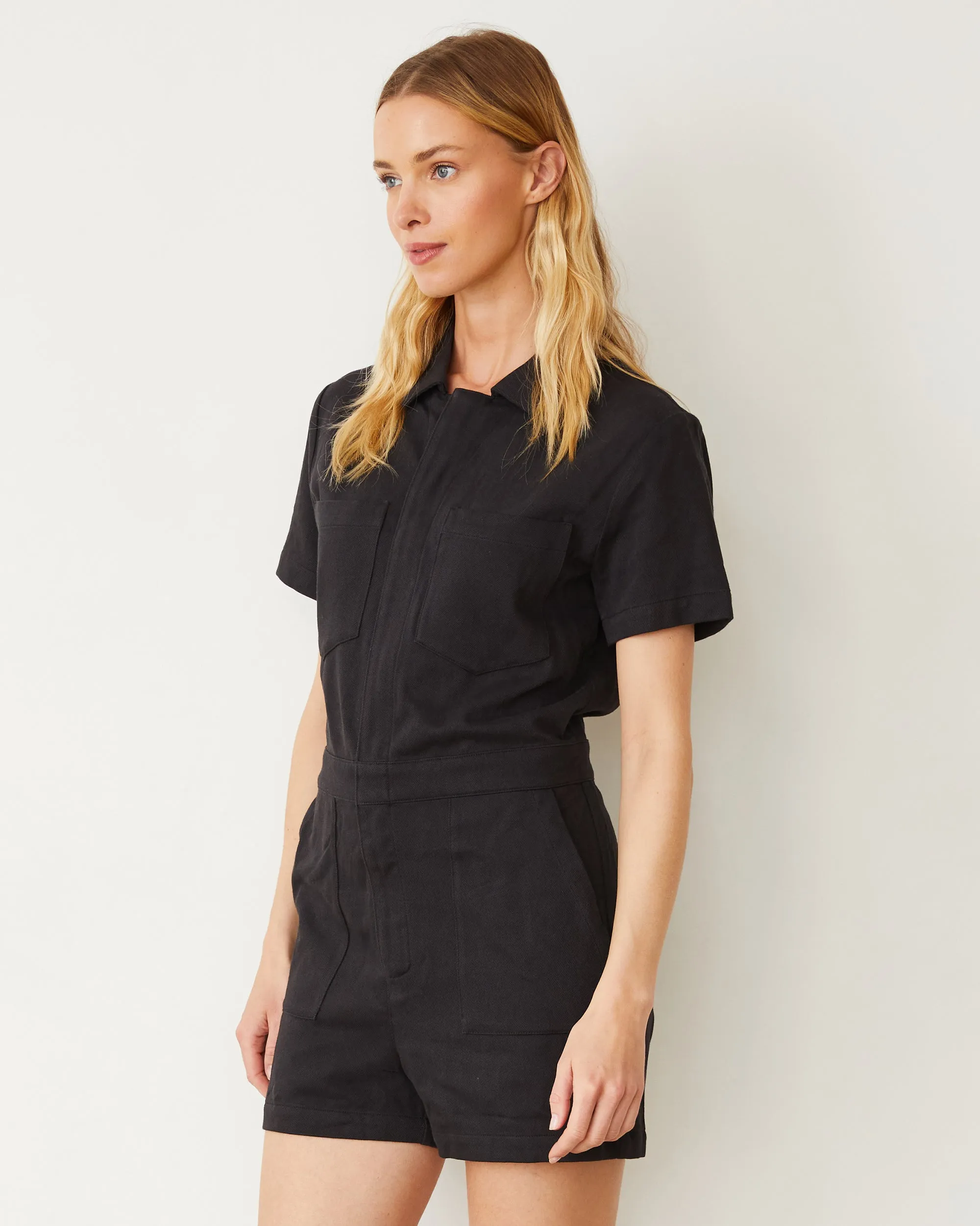 Faded Black Soft Twill Romper