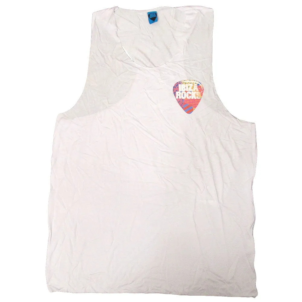 Ibiza Rocks Men's White Longline Muscle Vest