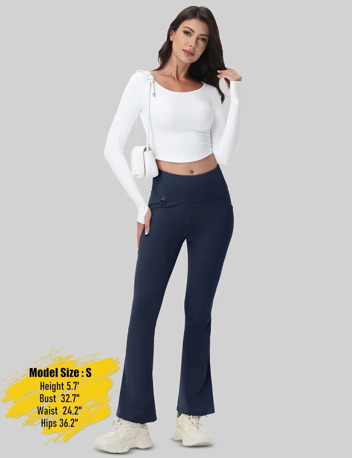 MAGCOMSEN Women's Fleece Lined Flare Pants Waterproof Insulated Winter Pants High Waisted Bootcut Hiking Yoga Leggings