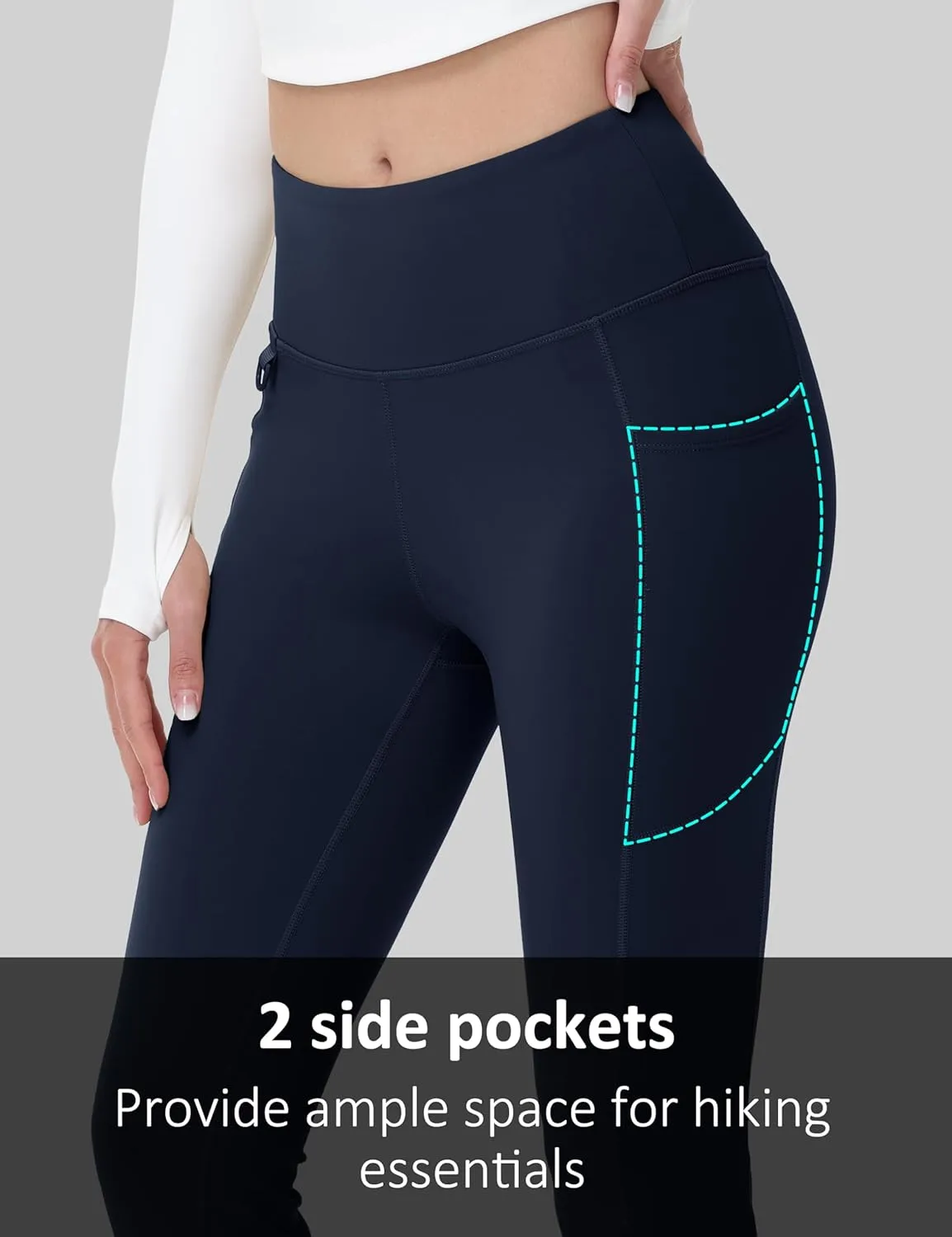 MAGCOMSEN Women's Fleece Lined Flare Pants Waterproof Insulated Winter Pants High Waisted Bootcut Hiking Yoga Leggings