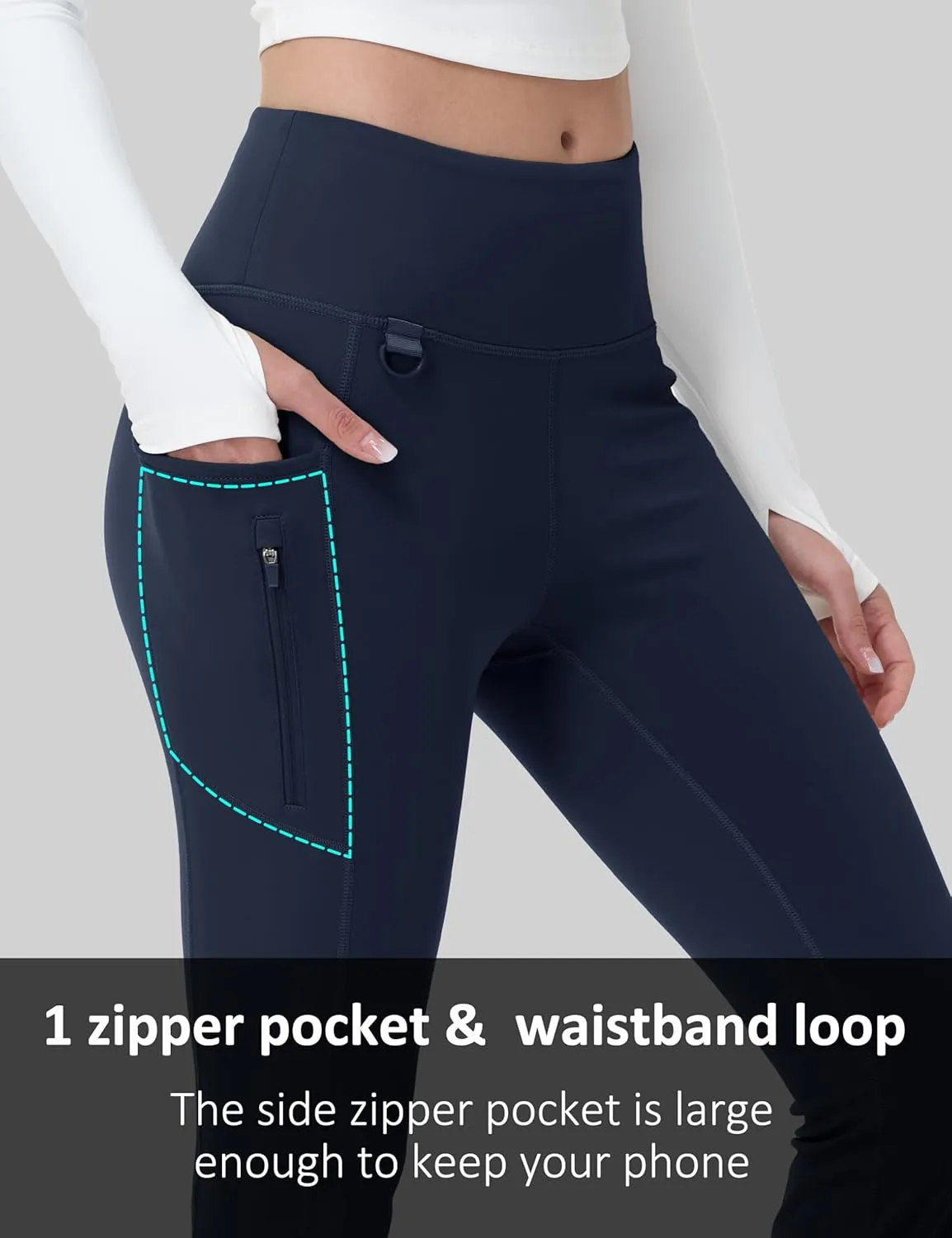 MAGCOMSEN Women's Fleece Lined Flare Pants Waterproof Insulated Winter Pants High Waisted Bootcut Hiking Yoga Leggings