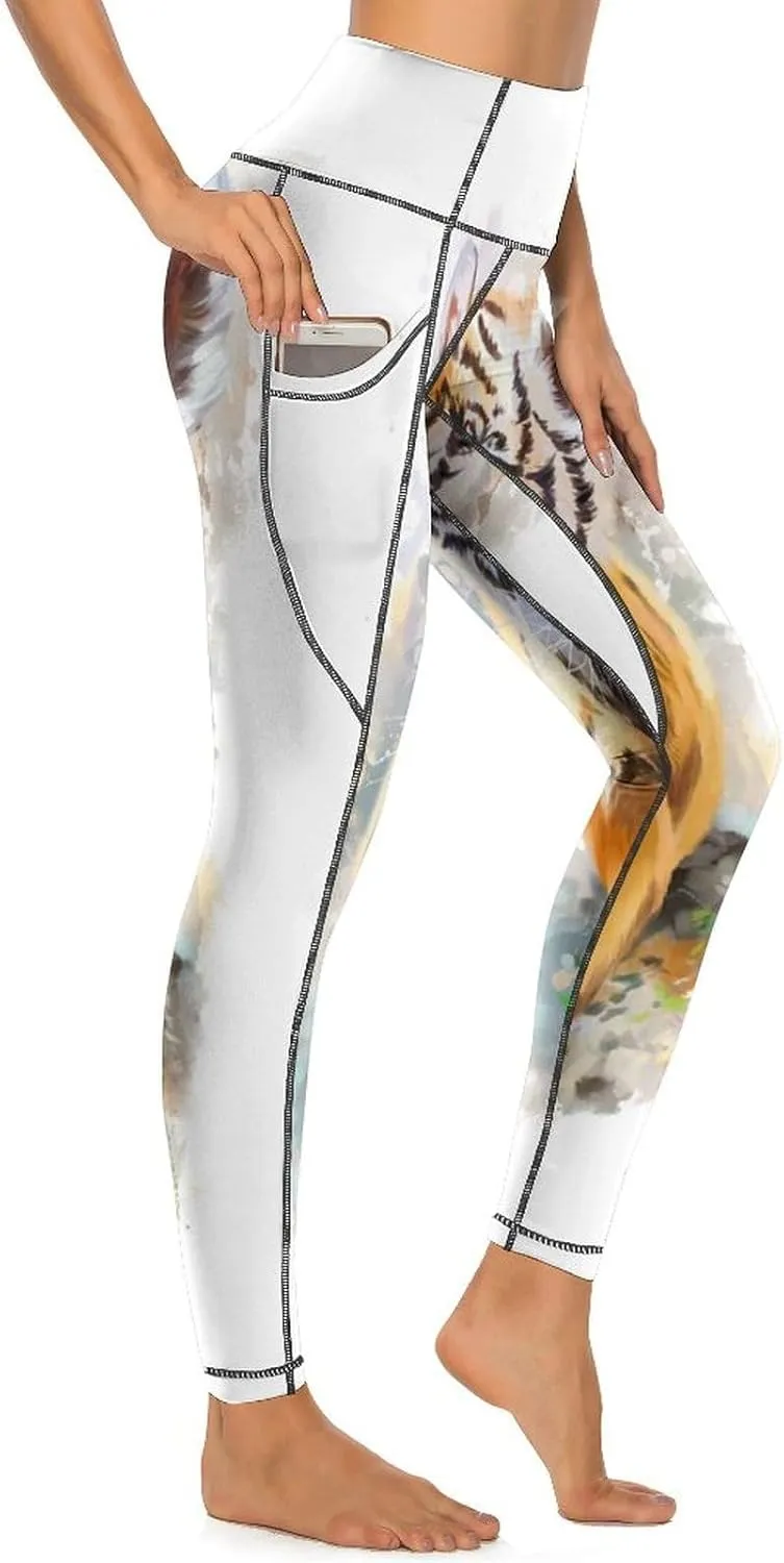 Nugier Soft Tummy Control Yoga Pants with Pockets, Women High Waist Leggings(S-2XL)