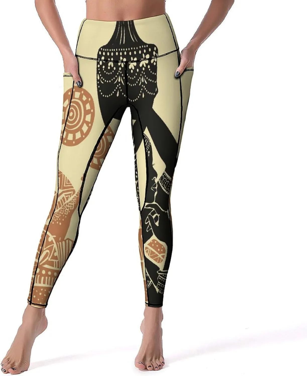 Nugier Soft Tummy Control Yoga Pants with Pockets, Women High Waist Leggings(S-2XL)
