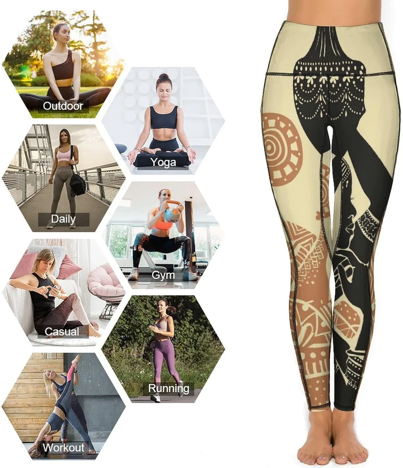 Nugier Soft Tummy Control Yoga Pants with Pockets, Women High Waist Leggings(S-2XL)