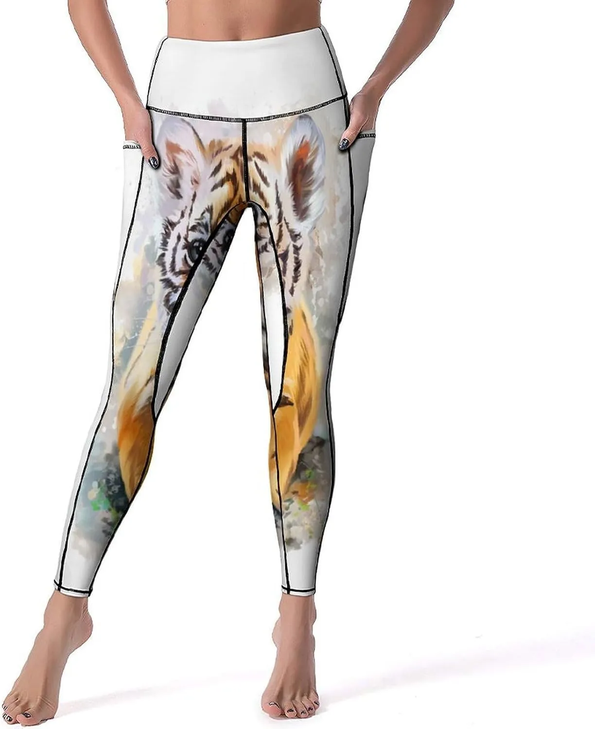 Nugier Soft Tummy Control Yoga Pants with Pockets, Women High Waist Leggings(S-2XL)