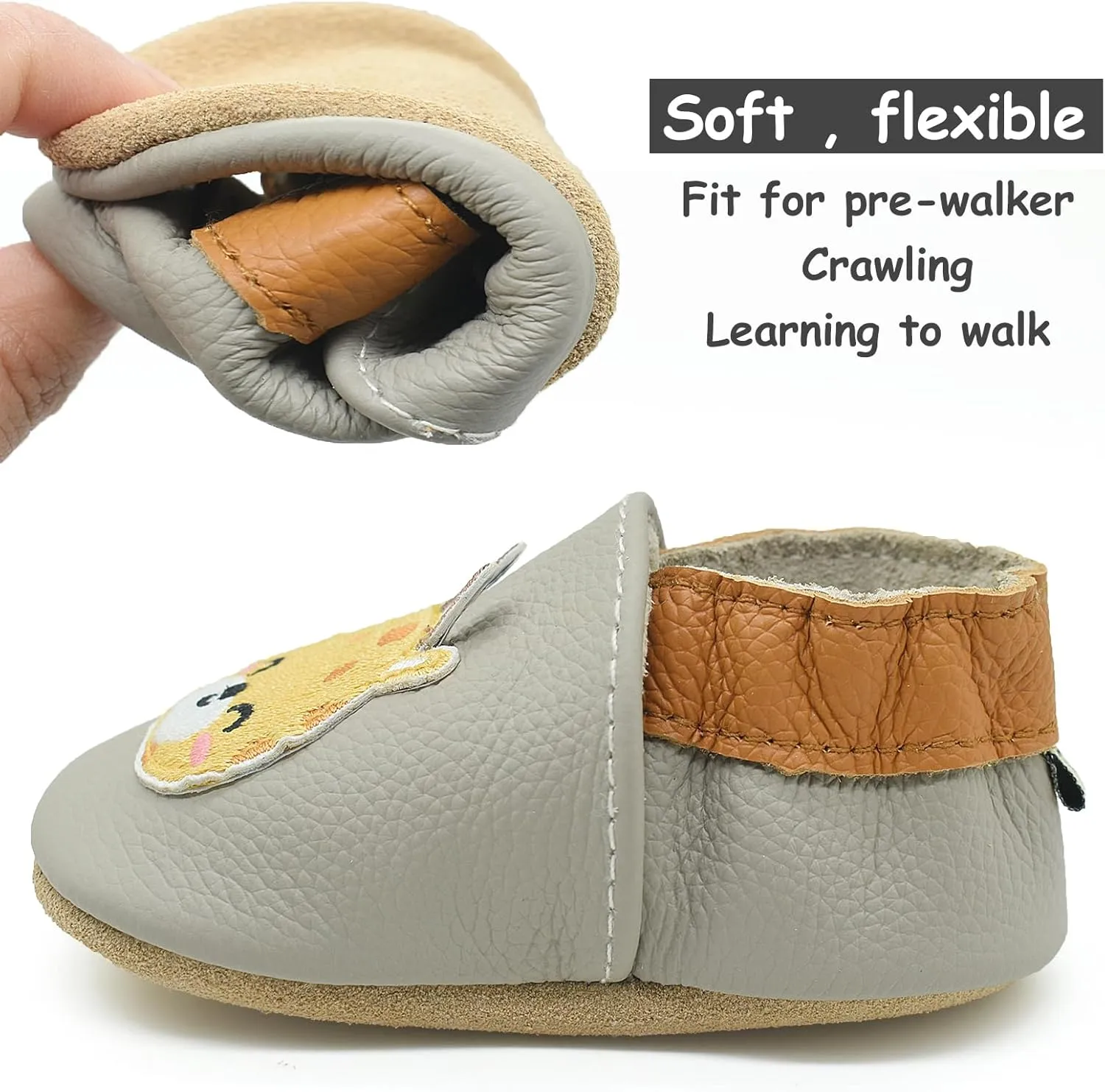 Owlowla Baby Soft Sole Leather Crib Shoes Infant Toddler Pre-Walker Shoes Boy Girl …