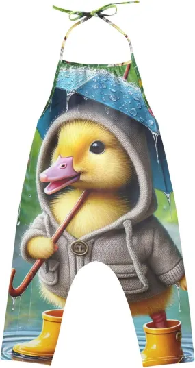 Rainy Day Duck Yellow Boots Baby Jumpsuit for Girls Rompers Toddlers Overall Halter Trendy Summer Fashion Baby