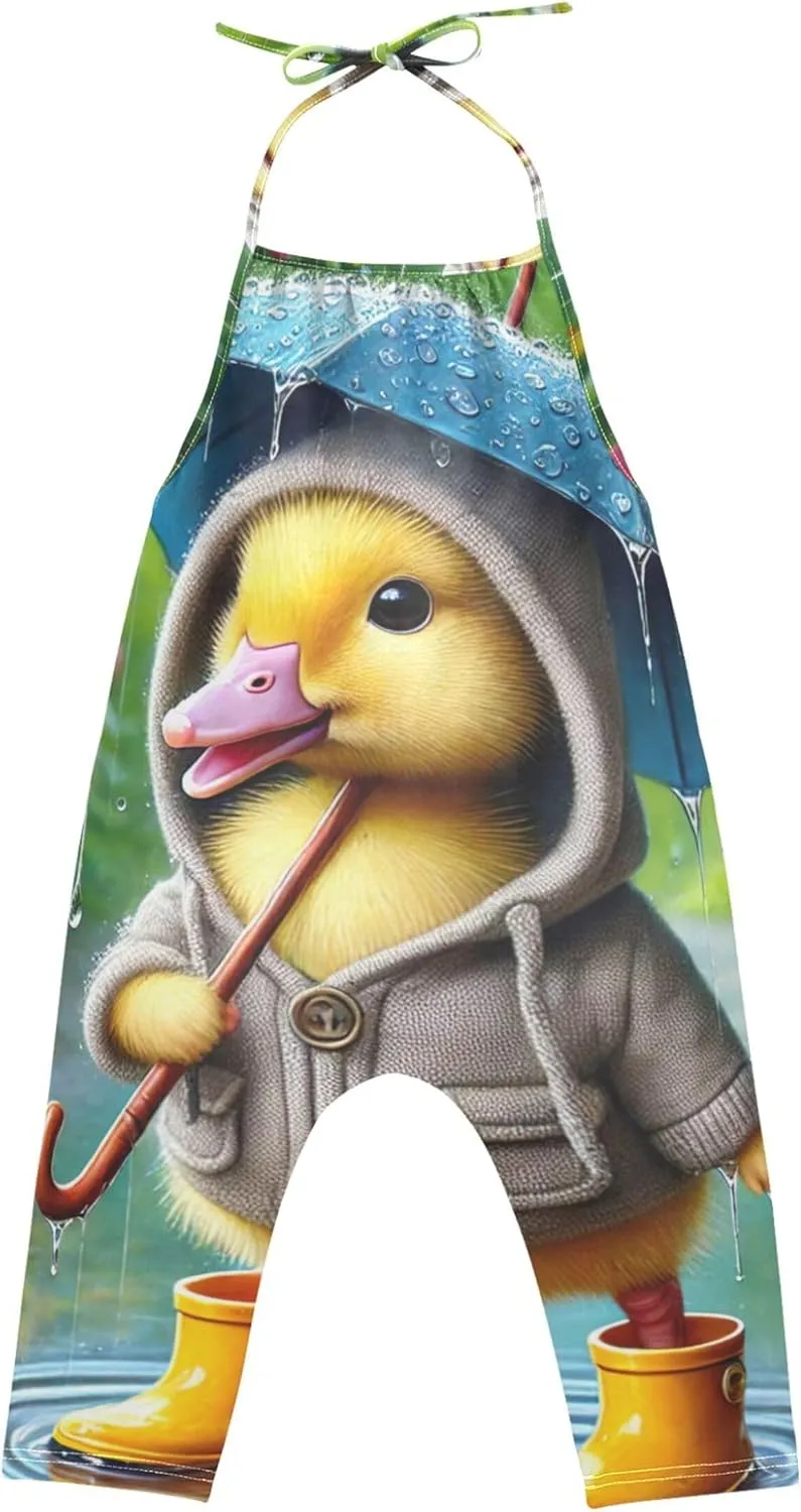 Rainy Day Duck Yellow Boots Baby Jumpsuit for Girls Rompers Toddlers Overall Halter Trendy Summer Fashion Baby
