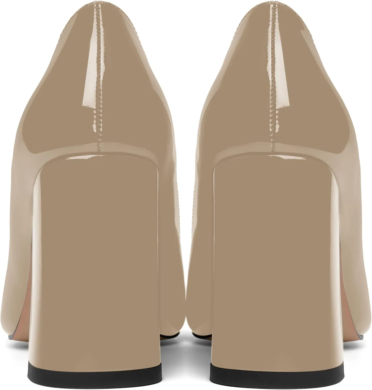 SHOWFOREST Womens Dating Pointed Toe Patent Dress Slip On Chunky High Heel Pumps Shoes 3.3 Inch