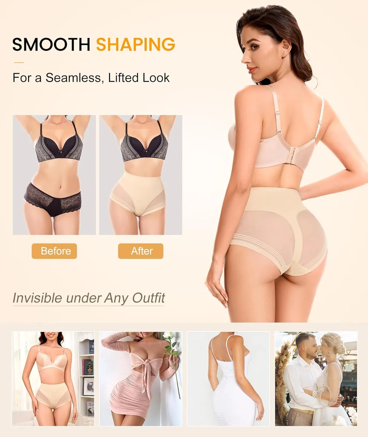 SIMIYA Tummy Control Shapewear for Women High Waist Trainer Shaping Underwear Panties Stomach Compression Body Shaper Girdle