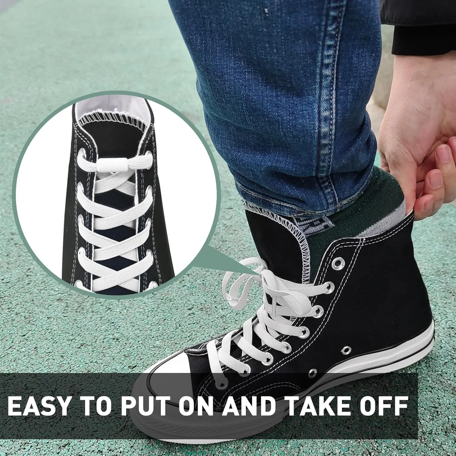 UamGlsob 2 Pairs 5/16" Flat Elastic Long Shoe Laces Replacement Laces for High Tops, Stretchy Shoelaces Shoe Strings