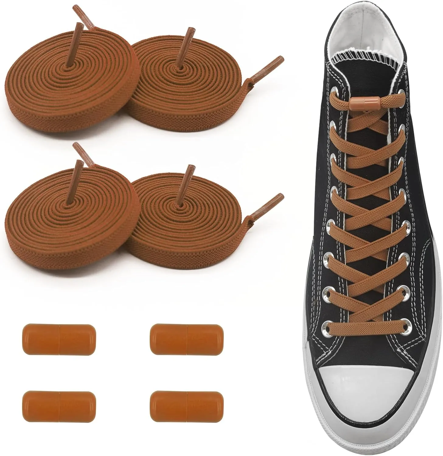 UamGlsob 2 Pairs 5/16" Flat Elastic Long Shoe Laces Replacement Laces for High Tops, Stretchy Shoelaces Shoe Strings