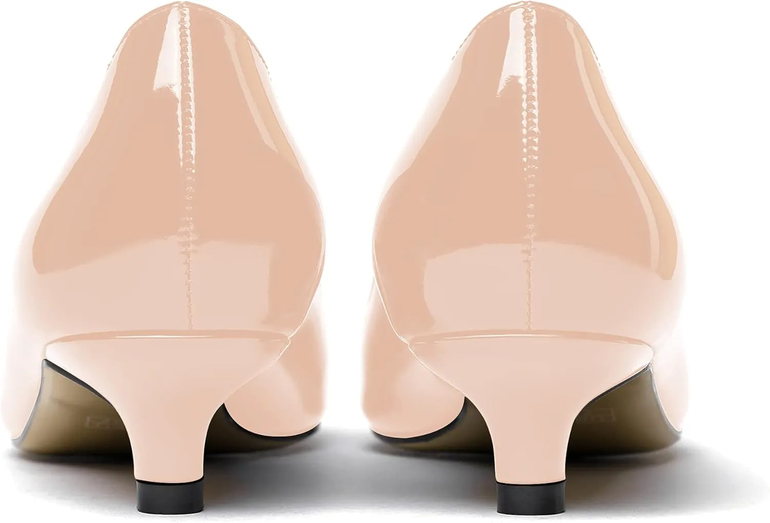 WAYDERNS Womens Office Dress Patent Slip On Pointed Toe Kitten Low Heel Pumps Shoes 1.5 Inch