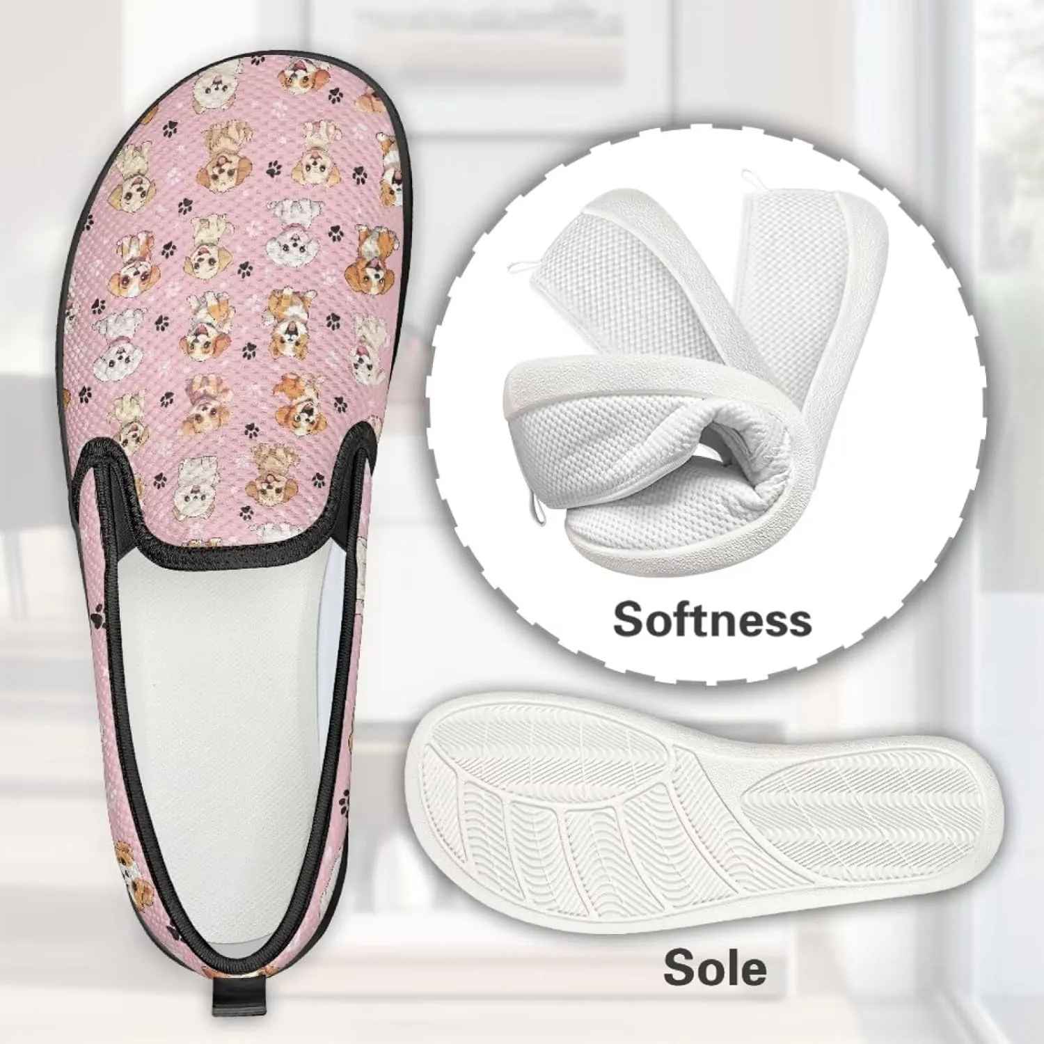 Women's Causal Dog Walking Shoes Non Slip Loafers Flats Breathable Mesh Sneakers Comfort Office Work Shoes