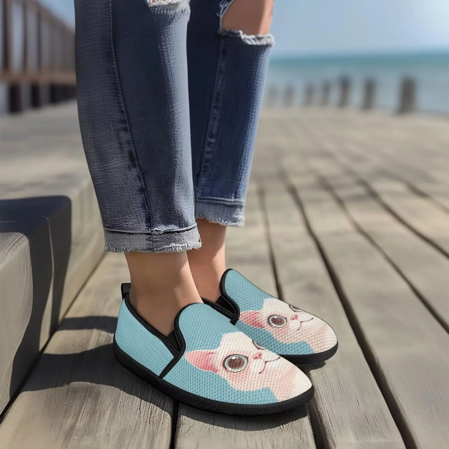 Women's Causal Dog Walking Shoes Non Slip Loafers Flats Breathable Mesh Sneakers Comfort Office Work Shoes
